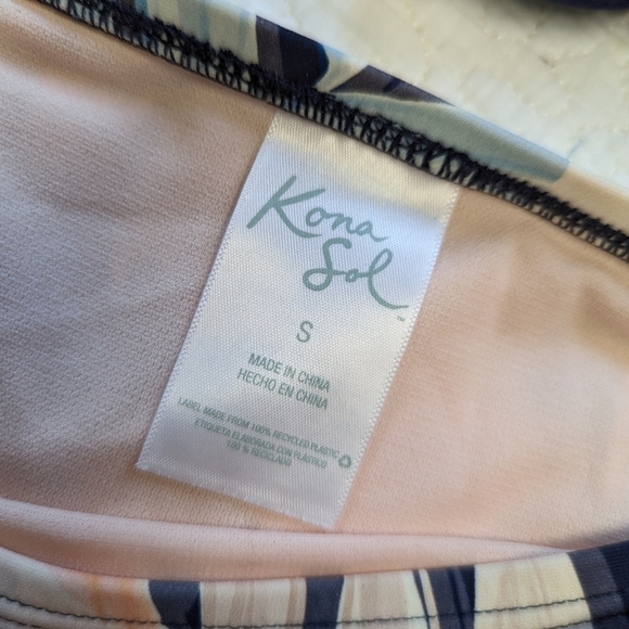 Kona Sol Navy Floral Wrap Front Bikini with Slit Side Bottoms - Picture 9 of 11